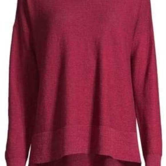 218.00 NWT EILEEN FISHER L HIBISCUS ORGANIC LINEN STRETCH TOP HI/LOW HEM - Picture 5 of 9